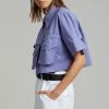Beside You Ada Cropped Pocket Shirt - Purple