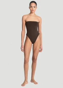 CLOTHING Aexae Bandeau One Piece Swimsuit - Brown
