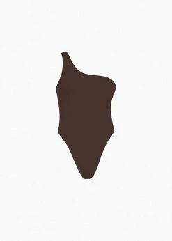 Aexae One Shoulder One Piece - Brown CLOTHING