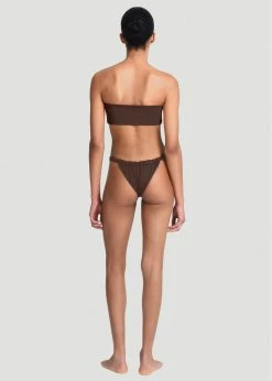 Aexae Ruched Bandeau Swim Top - Brown CLOTHING
