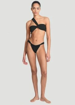 Aexae Ruched One Shoulder Swim Top - Black CLOTHING
