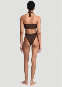 CLOTHING Aexae Triangle High Cut Swimsuit Bottoms - Brown