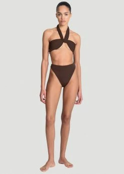CLOTHING Aexae Triangle High Cut Swimsuit Bottoms - Brown