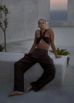 Aexae Wrap Tie Swim Top - Brown CLOTHING