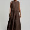 The Frankie Shop Aka Flouncy Long Dress - Chocolate CLOTHING