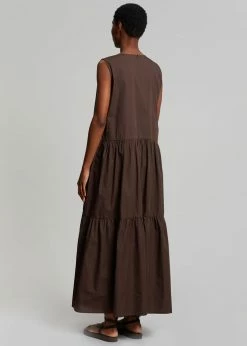 The Frankie Shop Aka Flouncy Long Dress - Chocolate CLOTHING