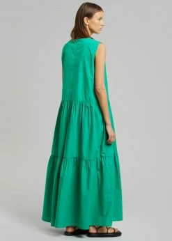 New π€© The Frankie Shop Aka Flouncy Long π Dress - Green CLOTHING π 12 The Frankie Shop Aka Flouncy Long Dress - Green CLOTHING