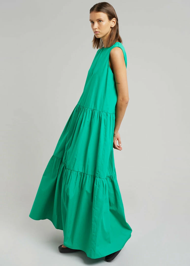 New π€© The Frankie Shop Aka Flouncy Long π Dress - Green CLOTHING π 1 The Frankie Shop Aka Flouncy Long Dress - Green CLOTHING