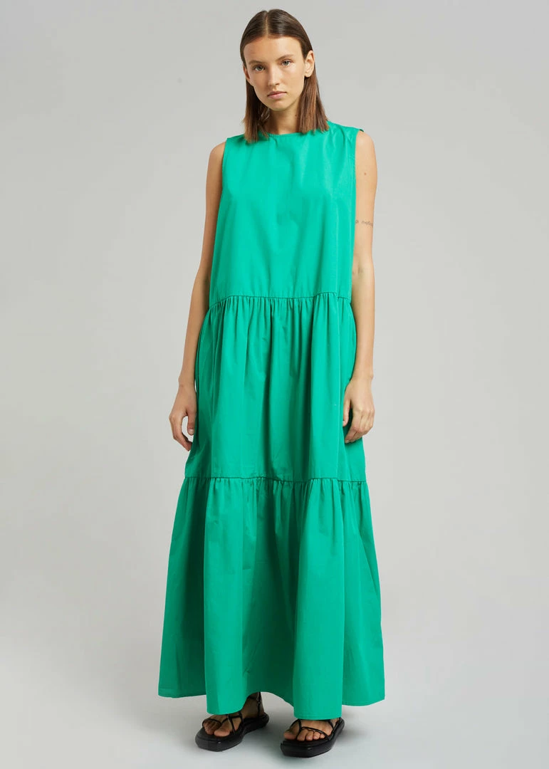 New π€© The Frankie Shop Aka Flouncy Long π Dress - Green CLOTHING π 2 The Frankie Shop Aka Flouncy Long Dress - Green CLOTHING