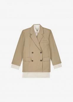 The Frankie Shop CLOTHING Amaga Layered Blazer - Beige