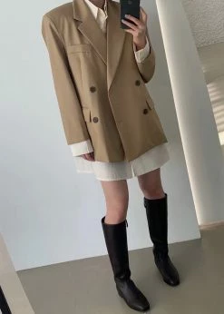 The Frankie Shop CLOTHING Amaga Layered Blazer - Beige