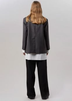 The Frankie Shop Amaga Layered Blazer - Charcoal CLOTHING