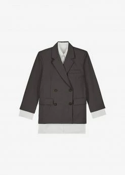 The Frankie Shop Amaga Layered Blazer - Charcoal CLOTHING