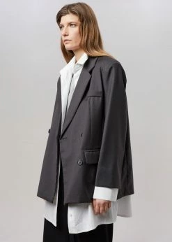 The Frankie Shop Amaga Layered Blazer - Charcoal CLOTHING
