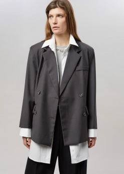 The Frankie Shop Amaga Layered Blazer - Charcoal CLOTHING