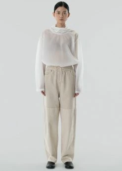 CLOTHING Amomento Drawstring Denim Pants - Beige