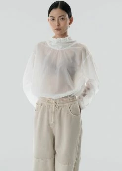 CLOTHING Amomento Drawstring Denim Pants - Beige