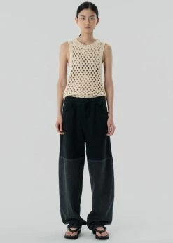 Amomento Drawstring Denim Pants - Black CLOTHING