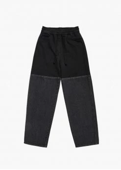 Amomento Drawstring Denim Pants - Black CLOTHING