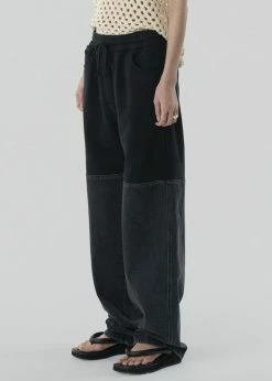 Amomento Drawstring Denim Pants - Black CLOTHING