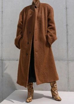 The Frankie Shop CLOTHING Anei Alpaca Coat - Tawney