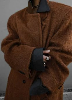 The Frankie Shop CLOTHING Anei Alpaca Coat - Tawney