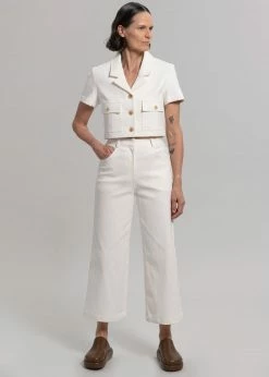 Blossom Anna Wide Denim Pants - Cream