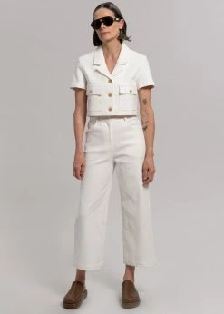 Blossom Anna Wide Denim Pants - Cream