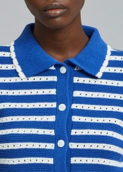 The Plan Aqua Knit Cardigan - Navy Stripe