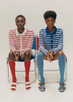 The Plan Aqua Knit Cardigan - Red Stripe CLOTHING