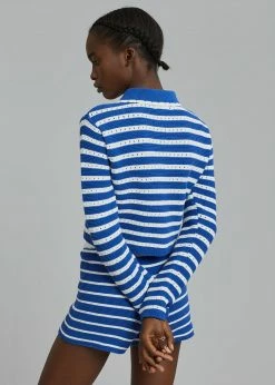 The Plan CLOTHING Aqua Knit Short - Navy Stripe