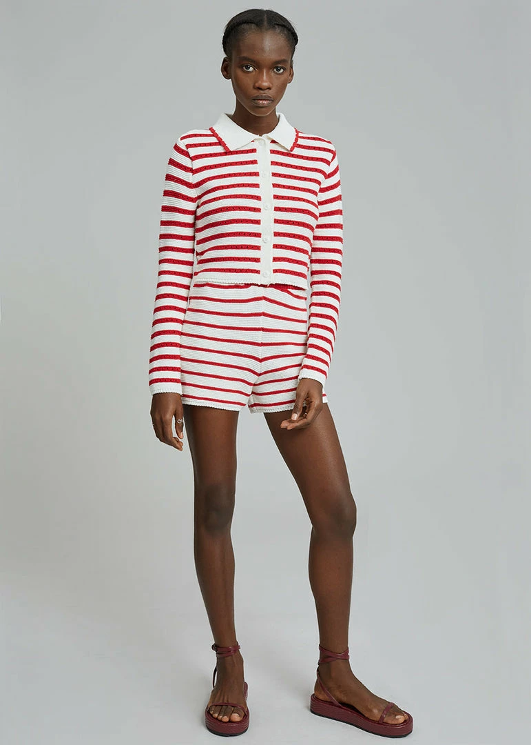 Coupon π― The Plan CLOTHING Aqua Knit Short - Red Stripe π€© 10 The Plan CLOTHING Aqua Knit Short - Red Stripe