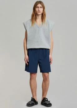 The Frankie Shop Men Arch Gym Shorts - Navy