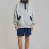 The Frankie Shop Men Arch Hoodie - Heather Grey/Navy
