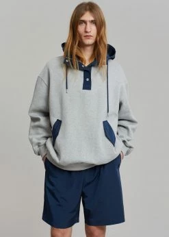 The Frankie Shop Men Arch Hoodie - Heather Grey/Navy