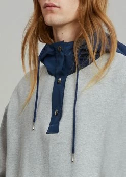 The Frankie Shop Men Arch Hoodie - Heather Grey/Navy