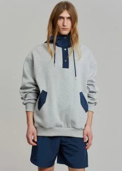 The Frankie Shop Men Arch Hoodie - Heather Grey/Navy