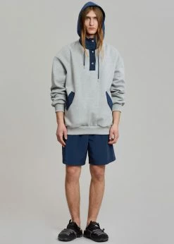 The Frankie Shop Men Arch Hoodie - Heather Grey/Navy