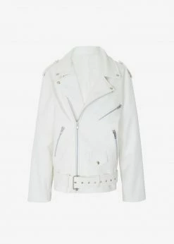 The Frankie Shop Aria Faux Leather Jacket - White