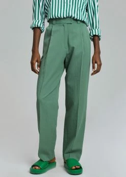 The Frankie Shop CLOTHING Atreides Pleated Pants - Forest Green