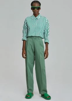 The Frankie Shop CLOTHING Atreides Pleated Pants - Forest Green