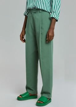 The Frankie Shop CLOTHING Atreides Pleated Pants - Forest Green