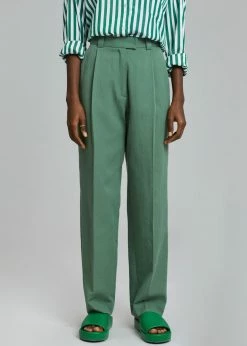 The Frankie Shop CLOTHING Atreides Pleated Pants - Forest Green