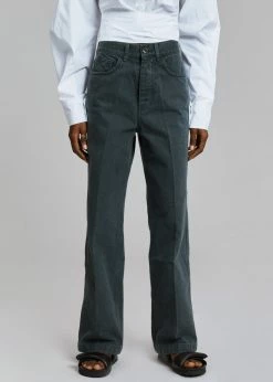 Come And Get Axis Wide Denim Pants - Dark Grey