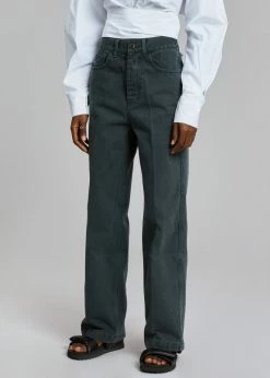 Come And Get Axis Wide Denim Pants - Dark Grey