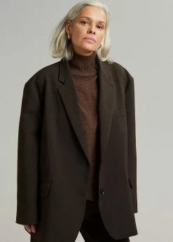 The Frankie Shop Bea Blazer - Dark Espresso CLOTHING