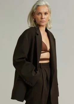 The Frankie Shop Bea Blazer - Dark Espresso CLOTHING