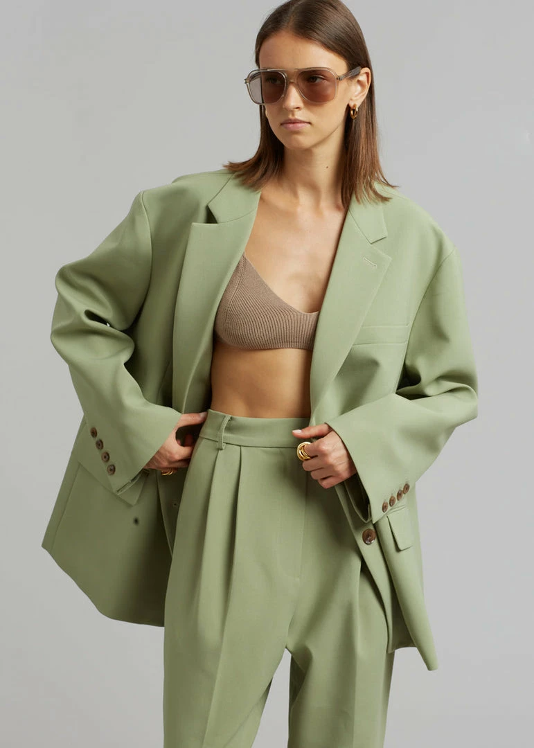 Coupon π The Frankie Shop Bea Blazer - Sage CLOTHING π 4 The Frankie Shop Bea Blazer - Sage CLOTHING