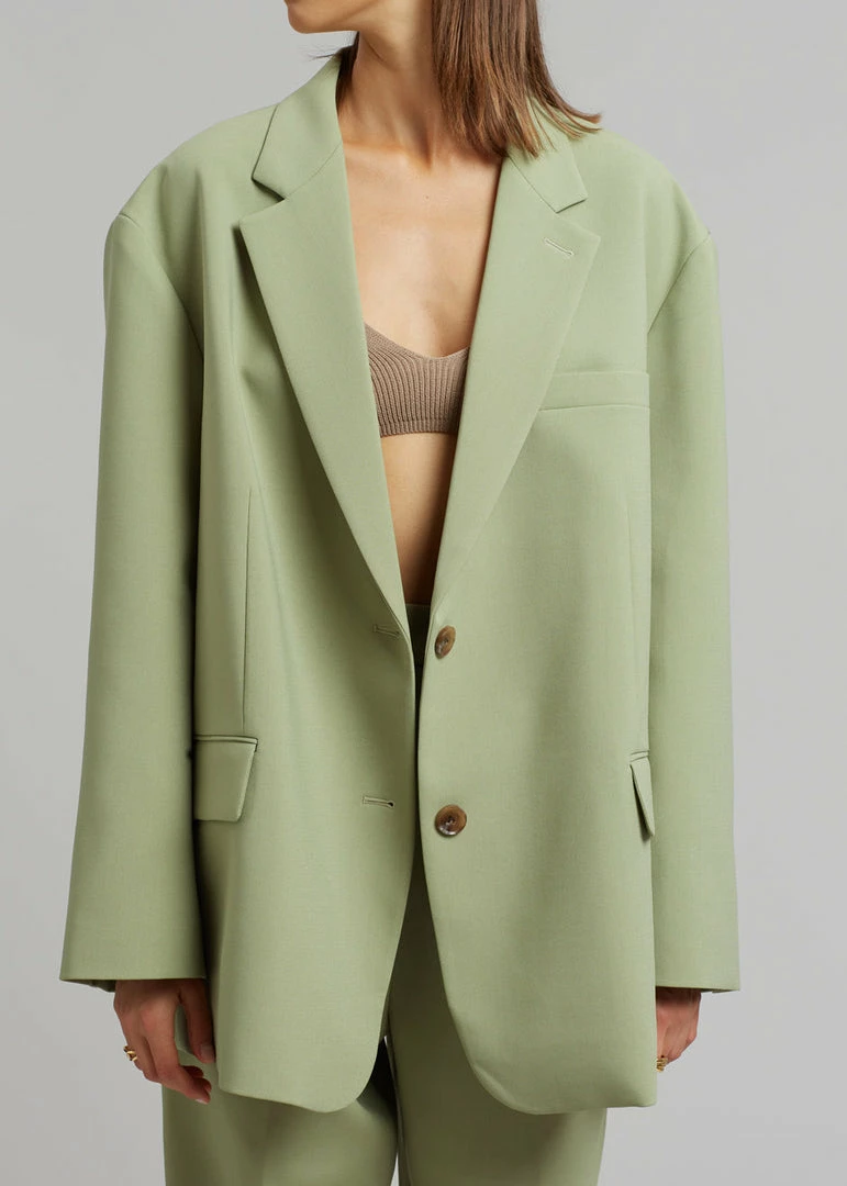 Coupon π The Frankie Shop Bea Blazer - Sage CLOTHING π 5 The Frankie Shop Bea Blazer - Sage CLOTHING