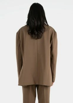 The Frankie Shop Bea Boxy Blazer - Chocolate CLOTHING